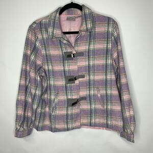 VintagePink Gray  Shacket Wool Blend Sz Large